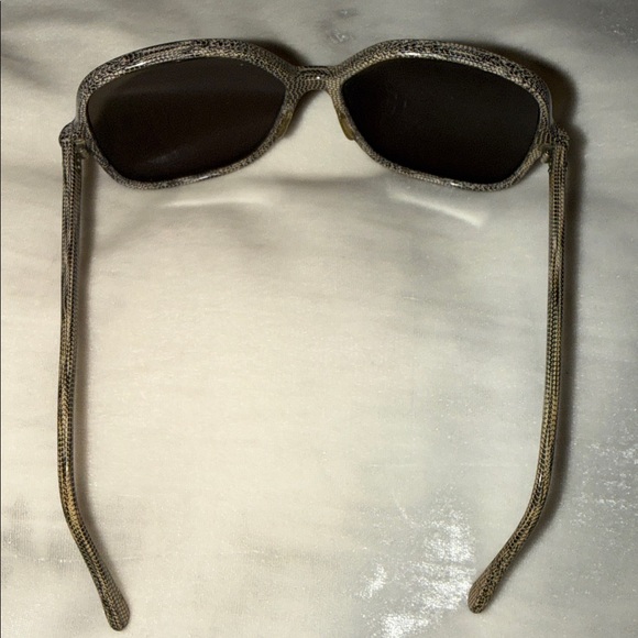 Vintage 1970’s Oversized Round Sunglasses Faux Snake Print in Grey, Green Lens main image 5